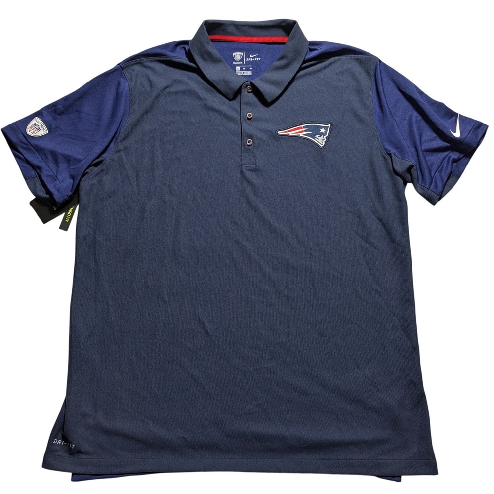 Nike New England Patriots NFL Training Dri-FIT Polo Shirt Navy Blue NEW